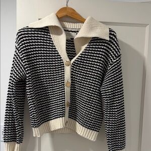 Trovata Black and Cream Striped Cardigan